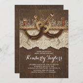 Invitation Fils de fer à cheval rustique et Fête des mariées (Devant / Derrière)