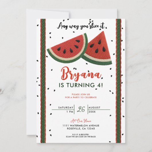 Invitation Fils de pastèque de toute façon vous découpez la f (Devant)