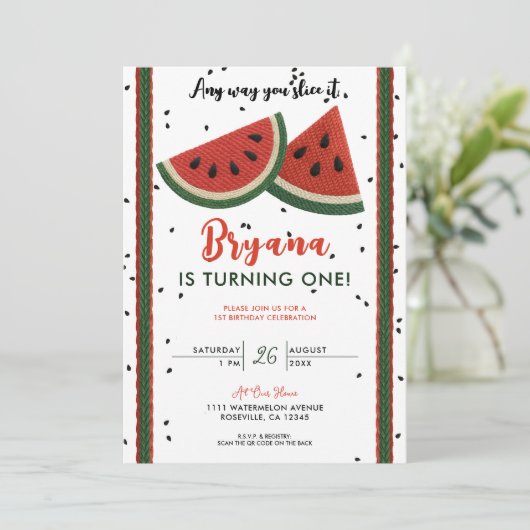 Invitation Fils de pastèque Tout comme vous le découpez 1er a (Debout devant)