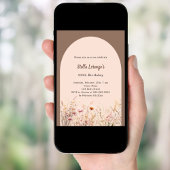 Invitation Fils fleurs sauvages mocha beige anniversaire