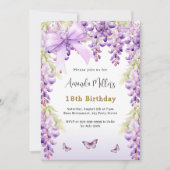 Invitation Fils mauve de bactéries papillon anniversaire (Devant)