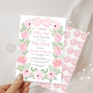Invitation Fils roses couronnes arc-en-ciel mignon boho bébé 