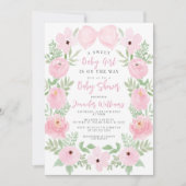 Invitation Fils roses couronnes arc-en-ciel mignon boho bébé  (Devant)