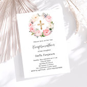 Invitation Fils roses couronnes croix fille Confirmation