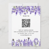 Invitation Fils violet lavande QR RSVP détails mariage (Dos)