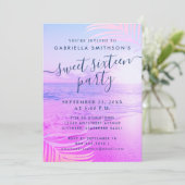 Invitation Filtre rose plage Tropical Été 16ème anniversaire (Debout devant)