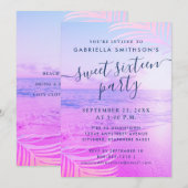 Invitation Filtre rose plage Tropical Été 16ème anniversaire (Devant / Derrière)