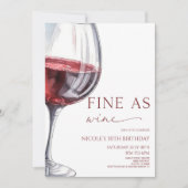 Invitation Fin Comme Vin Élégant Vin Rouge Fête Anniversaire (Devant)