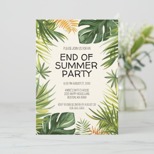 Invitation Fin de la fête d'été (Debout devant)