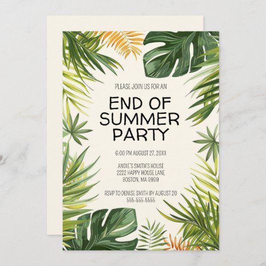Invitation Fin de la fête d'été (Devant / Derrière)