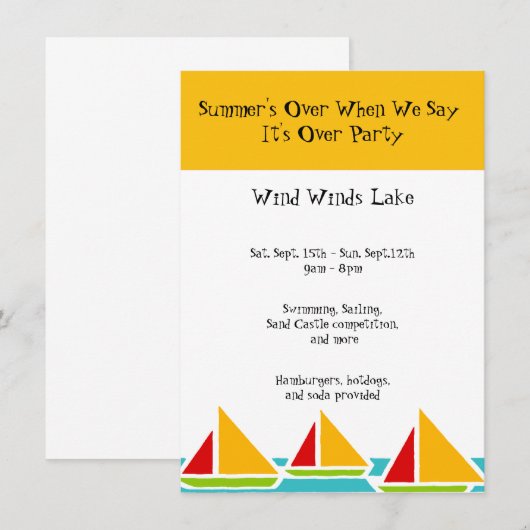 Invitation Fin de la fête d'été (Devant / Derrière)