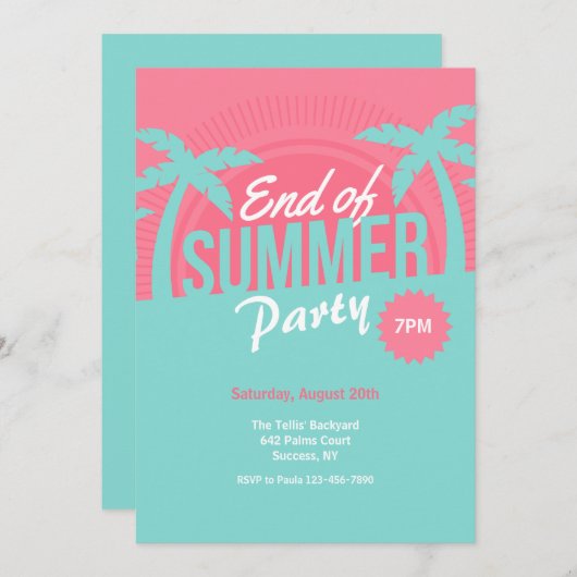 Invitation Fin de la fête d'été (Devant / Derrière)