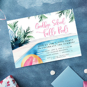 Invitation Fin de l'année scolaire fête de la piscine d'été