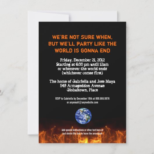 Invitation Fin de l'Apocalypse mondiale (Dos)