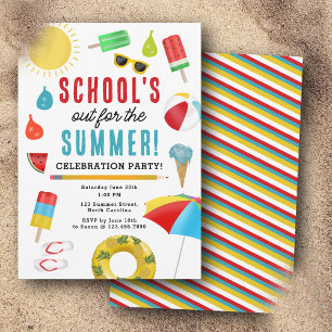 Invitation Fin de l'école Amusants Enfants Summer Pool Party