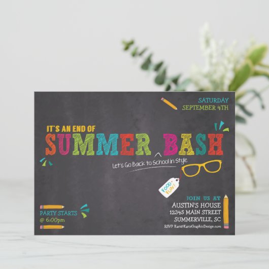 Invitation Fin de l'été / Retour à l'école (Debout devant)