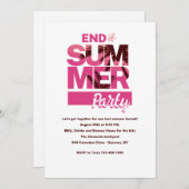 Invitation Fin de l'invitation de fête d'été (Devant / Derrière)