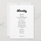 Invitation Fin de semaine Bachelorette noir & blanc rétro élé (Dos)