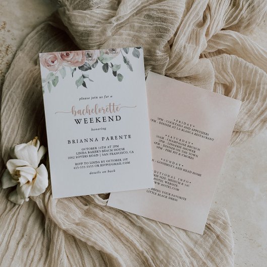 Invitation Fin de semaine classique Dusty Rose Rose Bachelore