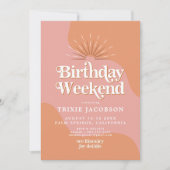 Invitation Fin de semaine d'anniversaire Disco Rose de TRIXIE (Devant)
