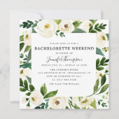 Invitation Fin de semaine de bachelorette à fleurs blanches e (Devant)
