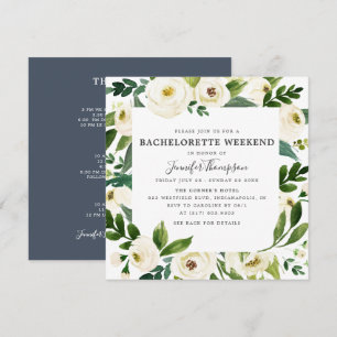 Invitation Fin de semaine de bachelorette à fleurs blanches e