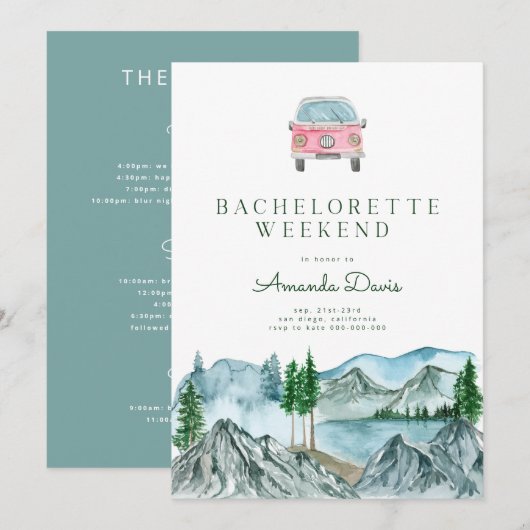 Invitation Fin de semaine de bachelorette à Woods Cabine Lake (Devant / Derrière)