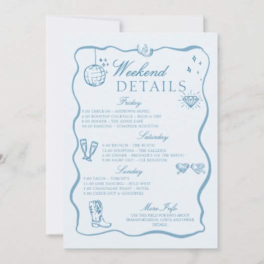 Invitation Fin de semaine de bachelorette avec écriture de di (Dos)