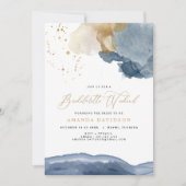 Invitation Fin de semaine de bachelorette en or bleu marine a (Devant)