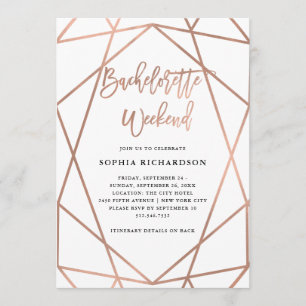Invitation Fin de semaine de bachelorette Faux Rose Gold Gé