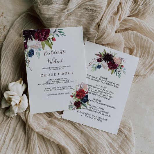 Invitation Fin de semaine de bachelorette florale de la marin