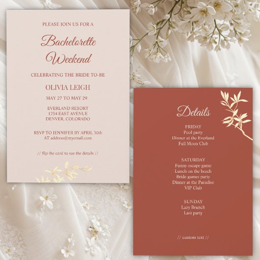 Invitation Fin de semaine de bachelorette florale rustique in