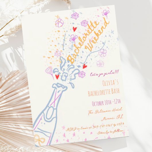 Invitation Fin de semaine de bachelorette florale tirée à la 