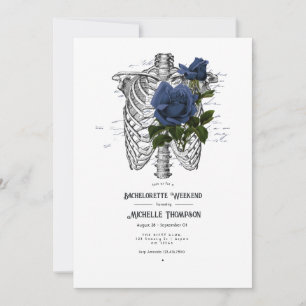 Invitation Fin de semaine de bachelorette gothique florale bl
