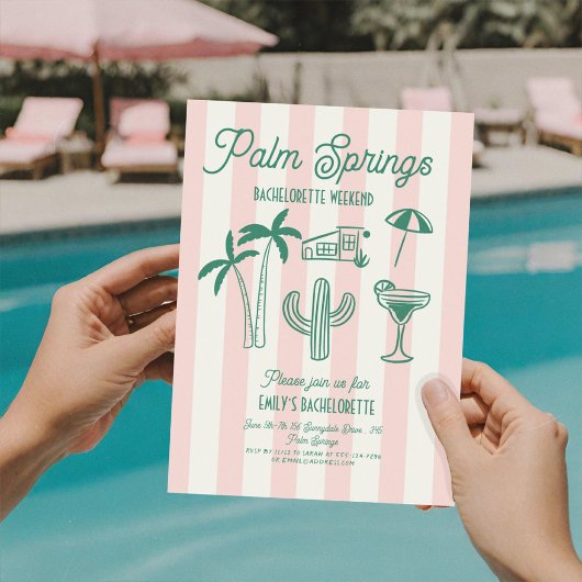 Invitation Fin de semaine de bachelorette rose Palm Springs d