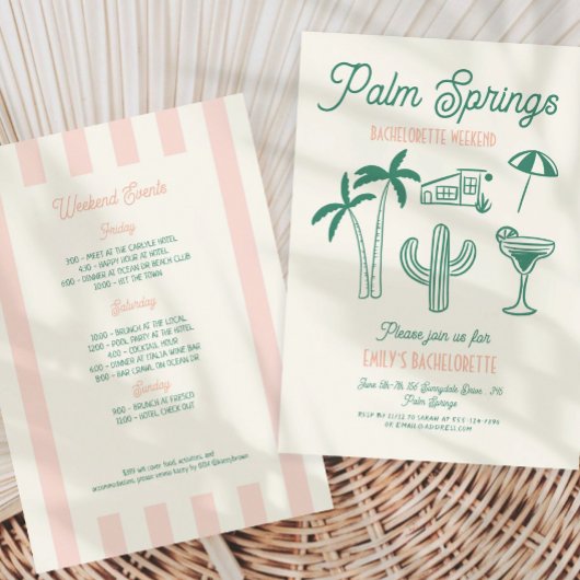 Invitation Fin de semaine de bachelorette rose Palm Springs d