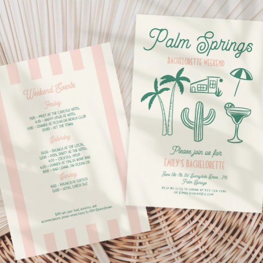 Invitation Fin de semaine de bachelorette rose Palm Springs d