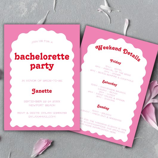 Invitation Fin De Semaine De Bachelorette Rouge Et Rose Arc R
