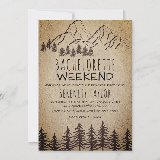 Invitation Fin de semaine de bachelorette rustique Woodland M (Devant)