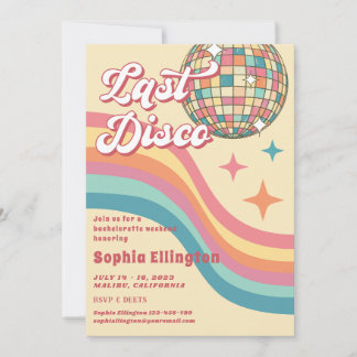Invitation Fin de semaine de dernier Disco 70's Retro Bachelo