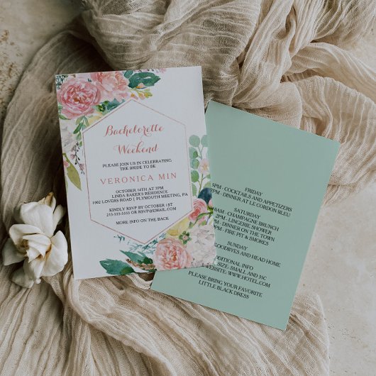 Invitation Fin de semaine de la bachelorette fleurie de print