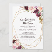 Invitation Fin de semaine de la bachelorette florale bordeaux (Devant)