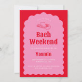 Invitation Fin de semaine de la bachelorette rouge et rose de (Devant)