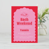 Invitation Fin de semaine de la bachelorette rouge et rose de (Debout devant)