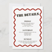 Invitation Fin de semaine de la bachelorette rouge foncé rétr (Dos)