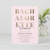 Invitation Fin de semaine de la licence moderne Blush & Gold (Debout devant)