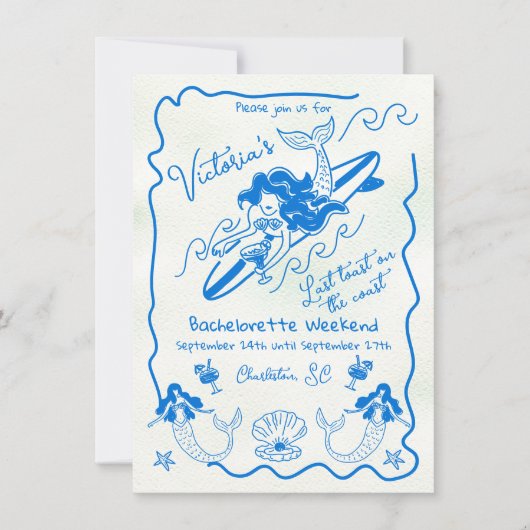 Invitation Fin de semaine de la Sirène de surf côtier (Devant)