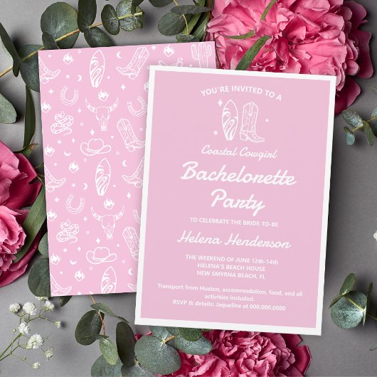 Invitation Fin de semaine de la soirée de bachelorette rose