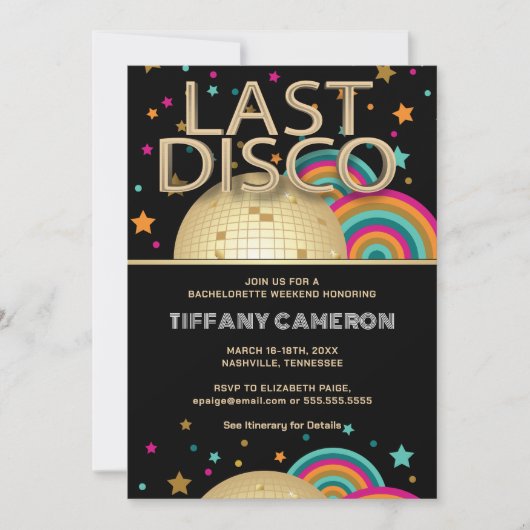 Invitation Fin de semaine de la soirée disco Dernière rétro (Devant)