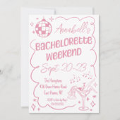 Invitation Fin de semaine de soirée disco bachelorette à main (Devant)